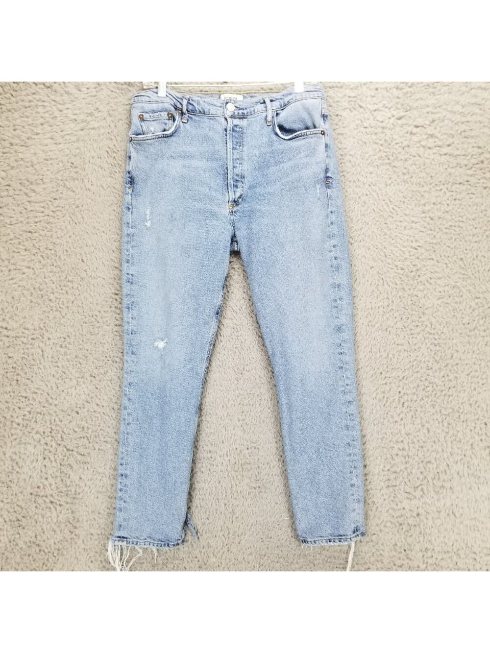 Agolde Jeans Womens 32 Blue Stretch Denim Button Fly Ankle *Read*